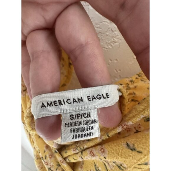 American Eagle Floral Wrap Romper Yellow S Lover Eras Tour Outfit Fairy READ - Picture 3 of 11